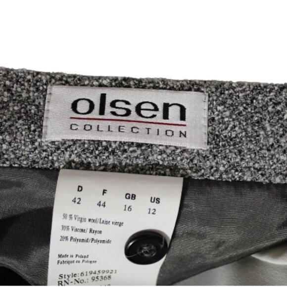 Olsen Collection SZ 12 Grey A-Line Textured Skirt 50% Wool ⚡️BUY 3 for $55⚡️ - Picture 4 of 13